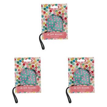 3PK Annabel Trends 3m Tape Measure Retractable - Confetti