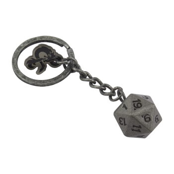 Dungeons & Dragons D20 Keyring Hanging Bag Charm - Grey