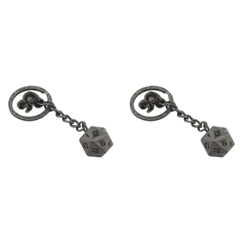 2PK Dungeons & Dragons D20 Keyring Hanging Bag Charm - Grey