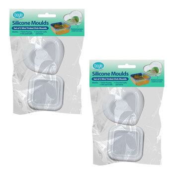 2x 2pc Boyle Heart/Square Silicone Mould Mini Trinket Dish