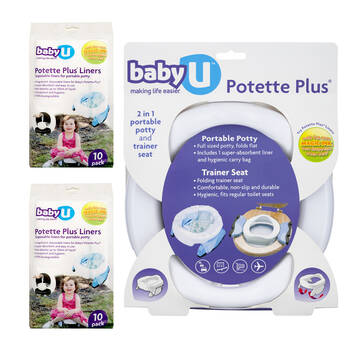 2x 10pc Baby U Potette Plus Liners & Potette Plus Portable Potty/Trainer Set