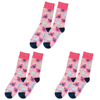 3PK Wicked Sista Cotton Stretchable Flower Socks One Size 6-10