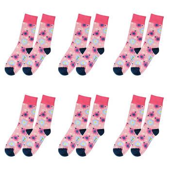 6PK Wicked Sista Cotton Stretchable Flower Socks One Size 6-10