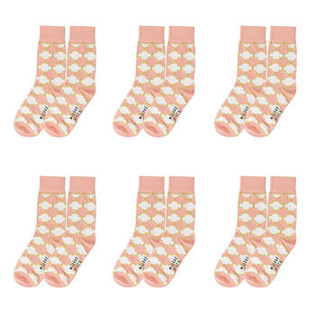 6PK Wicked Sista Cotton Stretchable Metallic Geo Socks One Size 6-10