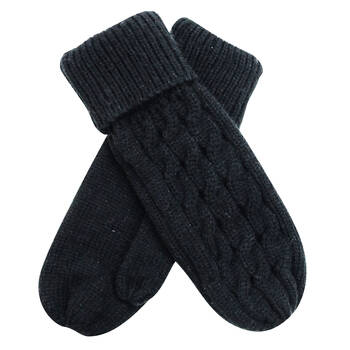 Wicked Sista Acrylic Knitted Weave Mittens One Size - Black