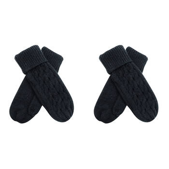 2PK Wicked Sista Acrylic Knitted Weave Mittens One Size - Black