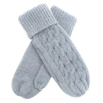 Wicked Sista Acrylic Knitted Weave Mittens One Size - Light Grey