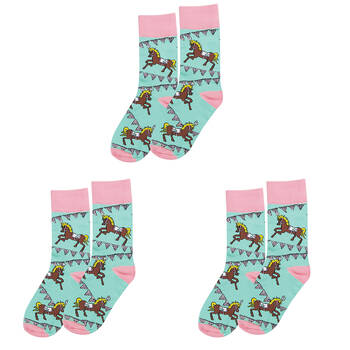 3PK Wicked Sista Cotton Stretchable Pony Socks One Size 6-10