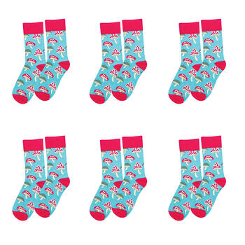6PK Wicked Sista Cotton Stretchable Mushroom Socks One Size 6-10