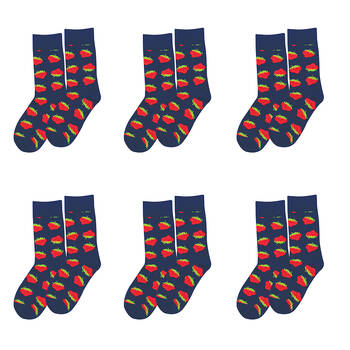 6PK Wicked Sista Cotton Stretchable Strawberry Socks One Size 6-10