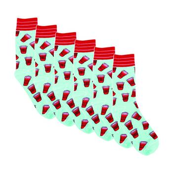 6PK Mister Soda Socks Mens Casual One Size Cotton Sea Green