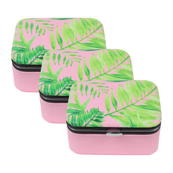 3PK Wicked Sista Coastal Breeze Deluxe Jewellery Hard Cover Travel Case 8x4cm Pink