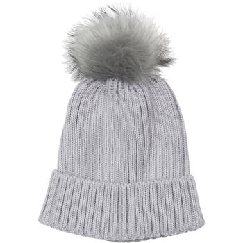 Wicked Sista Acrylic Ribbed Beanie w/ Pom Pom One Size - Light Grey