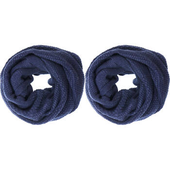 2PK Wicked Sista Acrylic Pattern Knit Snood Neck Warmer One Size - Navy
