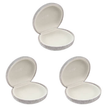 3PK Wicked Sista Velvet Polyester Small Jewellery Travel Case 8.7cm Pearl Grey