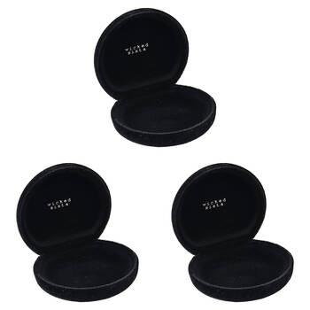 3PK Wicked Sista Velvet Portable Small Jewellery Travel Case 8.7cm Black