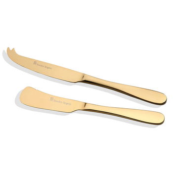 2pc Stanley Rogers Albany Champagne Gold Cheese Knives Set