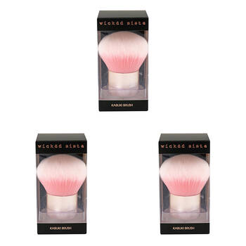 3PK Wicked Sista Kabuki Makeup Compact Brush 6x11.5cm Pink
