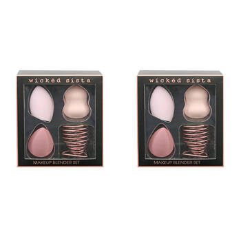 2x 4pc Wicked Sista Latex Free Makeup Blender w/ Holder Set