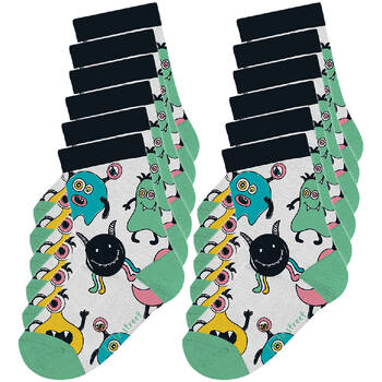 12PK Foote Street Toddler Soft Cotton Socks - Monsters 1-3y