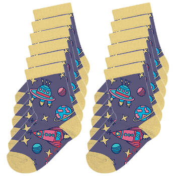 12PK Foote Street Toddler Soft Cotton Socks - Space 1-3y