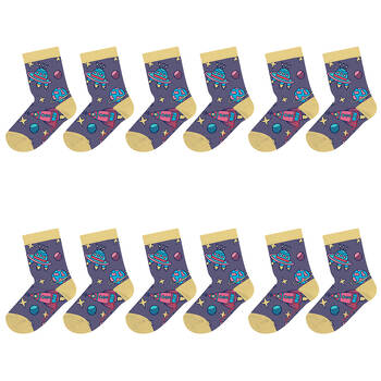6PK Foote Street Toddler Soft Cotton Socks - Space 1-3y