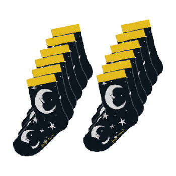 12PK Foote Street Toddler Soft Cotton Socks - Stars & Moons 1-3y