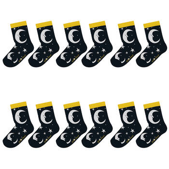 6PK Foote Street Toddler Soft Cotton Socks - Stars & Moons 1-3y
