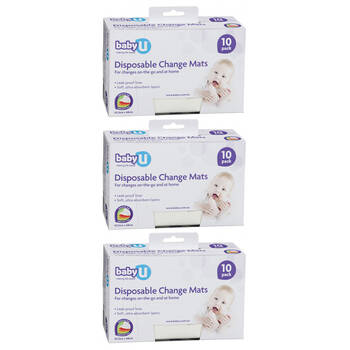 3x 10PK Baby U Disposable Change Mats