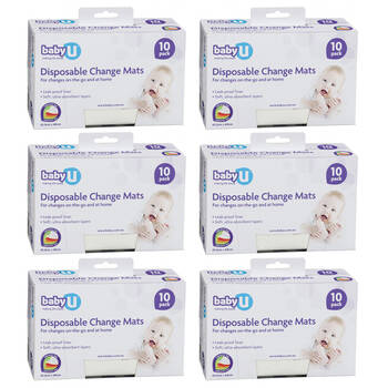 6x 10PK Baby U Disposable Change Mats