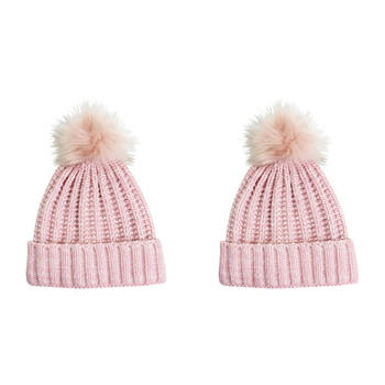 2PK Wicked Sista Acrylic Lexi Beanie Baby Pink One Size Winter Hat