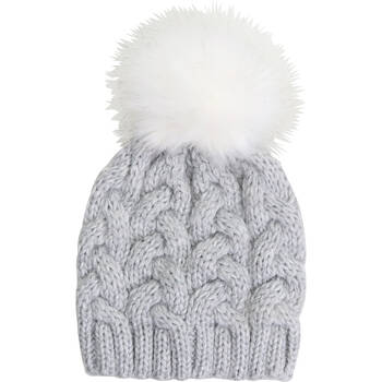 Wicked Sista Acrylic Braided Beanie w/ Pom Pom One Size - Grey