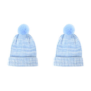 2PK Foote Street Casey Toddler Beanie Soft Acrylic Winter Hat - Blue - 8M-2Y