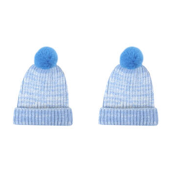 2PK Foote Street Kids Beanie For Toddlers And Children - Soft Blue - 2Y-3Y