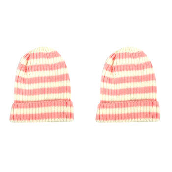 2PK Foote Street Bailey Striped Beanie For Kids Winter Cap - Pink - 2Y-3Y