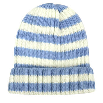 Foote Street Bailey Striped Beanie For Toddlers - Winter Cap - Blue - 8M-2Y