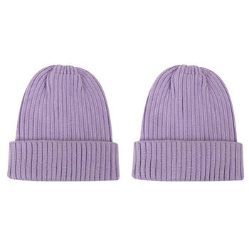 2PK Foote Street Lucy Beanie For Kids - Winter Cap - Purple - 2Y-3Y