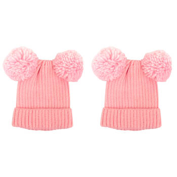 2PK Foote Street Poppy Beanie For Kids - Winter Cap - Soft Pink - 2Y-3Y