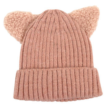 Foote Street Kitty Beanie For Toddler Winter Cap - Dusty Pink - 8M-2Y
