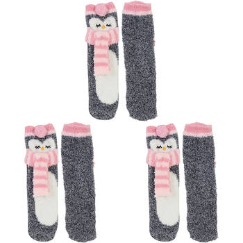 3PK Wicked Sista Cosy Non-Slip Slipper Socks One Size - Penguin