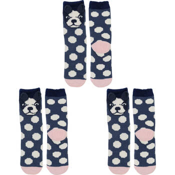 3PK Wicked Sista Cosy Non-Slip Slipper Socks One Size - Bulldog