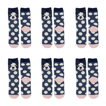 6PK Wicked Sista Cosy Non-Slip Slipper Socks One Size - Bulldog