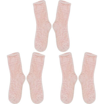 3PK Wicked Sista Cosy Non-Slip Slipper Socks One Size - Chenille Soft Pink