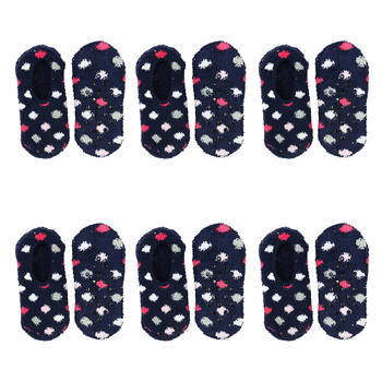 6PK Wicked Sista Footlets Spots Indoor Footwear One Size - Navy