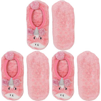 3PK Wicked Sista Footlets Unicorn Indoor Footwear One Size - Pink
