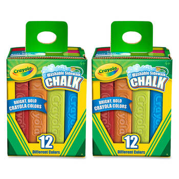 2x 12PK Crayola Washable Coloured Sidewalk Chalk