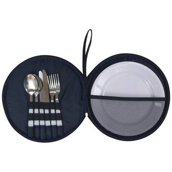 Wicked Sista Picnic Set Peony Dreams Stainless Steel Cutlery Carry Case Black