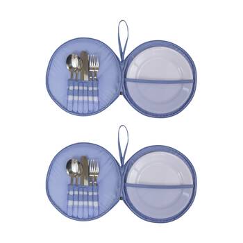 2PK Wicked Sista Picnic Set Calming Stripe Stainless Steel Cutlery Carry Case