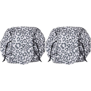 2PK Wicked Sista Watercolour Leopard Drawstring Make Up Toiletries/Travel Mat 500mm