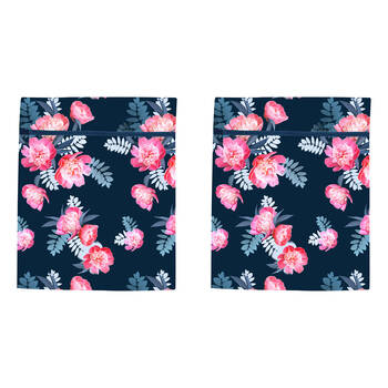 2PK Wicked Sista Peony Dreams Delicate Laundry Mesh Wash Bag w/ Zip Lock 40x50cm